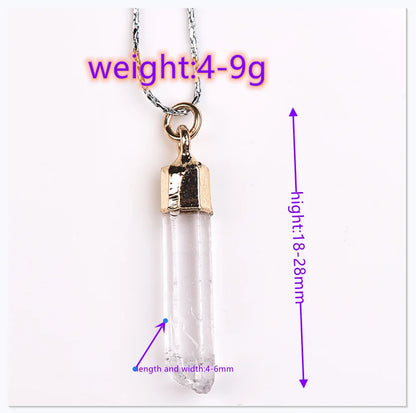 1PC 100% Natural Crystal Quartz Pendant Pendulum Column Gold Plated Healing Stone White Clear Quartz Pendants For Unisex Gifts