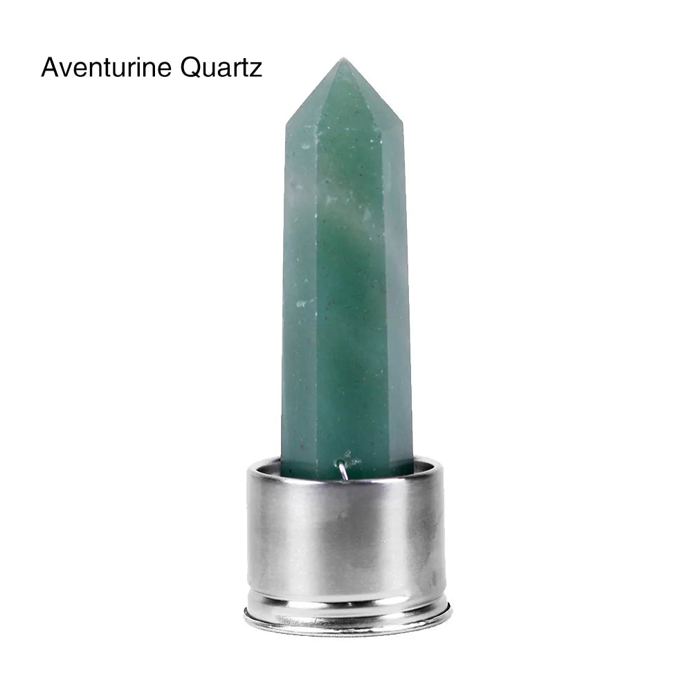 Natural Quartz Gemstone Crystal Hexagonal Pointed Column+Bottom Mesh Water Bottle Energy Crystal ( Not Include Bottle )