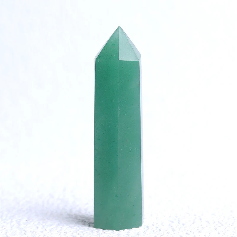 1PC Natural Aventurine Point Hexagonal Green Jade Quartz Chakra Reiki Stone Crystal Column Home Decor Crafts Healthy Magic Wand