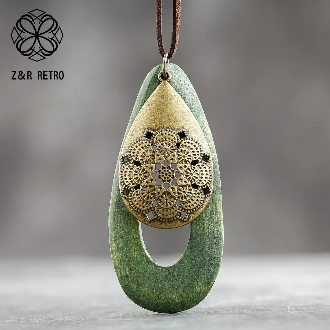 Long Chain Geometric Pendant Wooden Necklaces & Pendants Sweater New in 2023 Necklaces Handmade Fashion Jewelry Gifts For Women