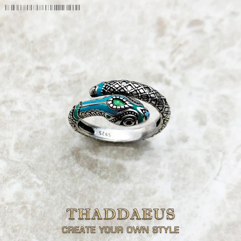 Tropical Mystic Snake Ring Europe Style Fine Jewerly For Women Bohemia Gift In 925 Sterling Silver