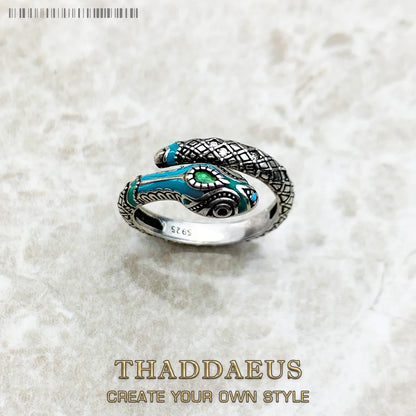 Tropical Mystic Snake Ring Europe Style Fine Jewerly For Women Bohemia Gift In 925 Sterling Silver