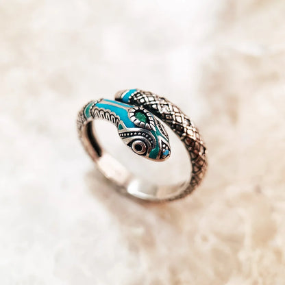 Tropical Mystic Snake Ring Europe Style Fine Jewerly For Women Bohemia Gift In 925 Sterling Silver