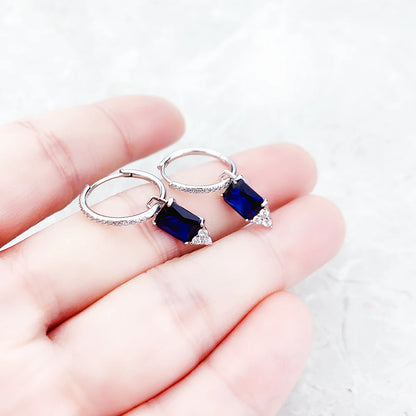 Creole Hinged Hoop Earrings Timeless Elegance Blue Europe Fine Jewerly For Women Gift In Solid 925 Sterling Silver