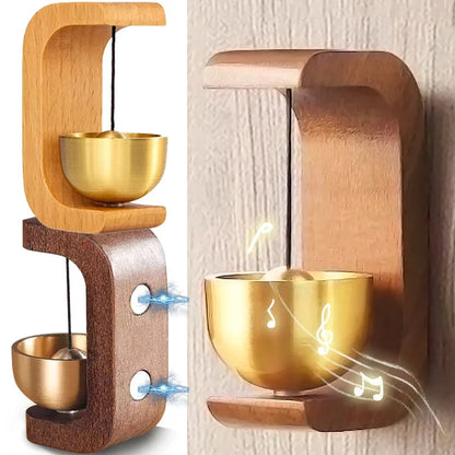 Doorbell Aesthetic Solid Wooden  Magnetic Brass Wind Chimes Wireless Doorbell Entrance Door Bell Pendant Home Decor Minimalism