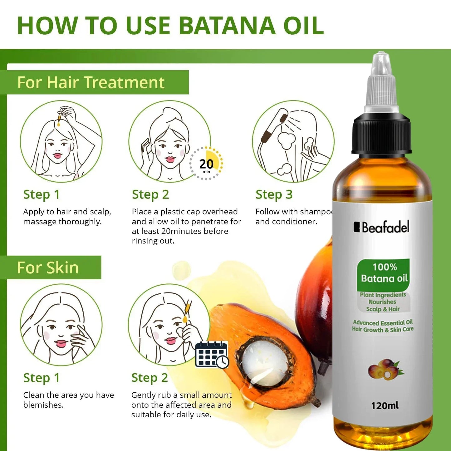 120ml Batana Oil Hair Growth for Men Women Fast Growing Products Essential Oils Ginger Anti Hair Loss Scalp Treatment Hair Care