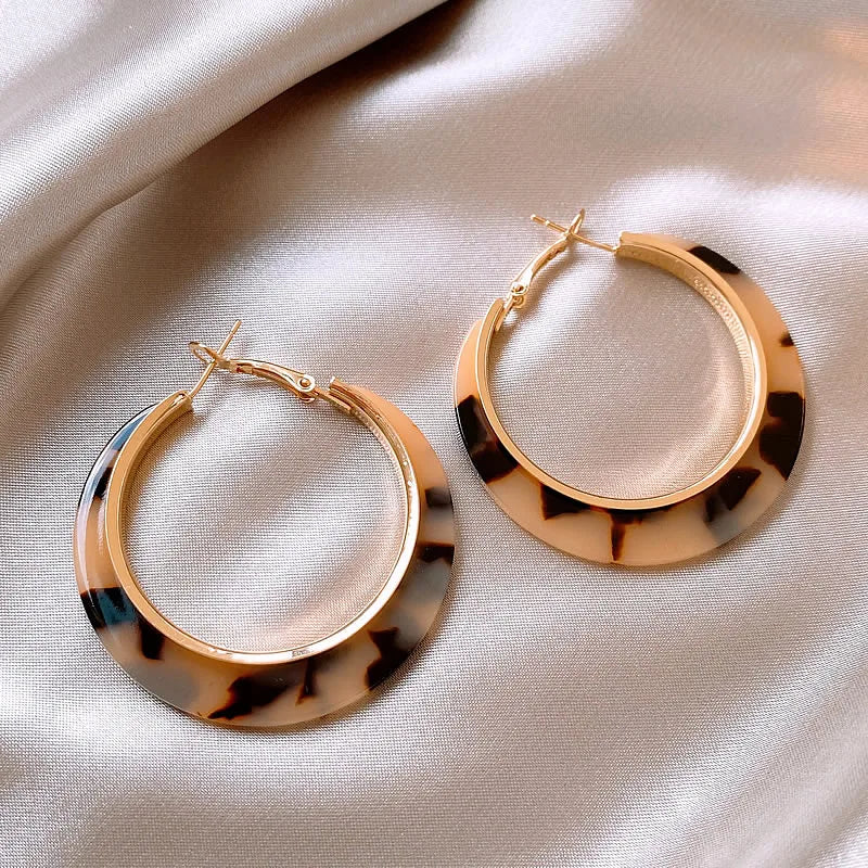 Female Temperament Leopard Print Hoop Earrings For Womens 2024 New High-end Jewelry Gothic Girl's Exaggerated Ears Accessories