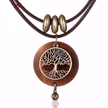 2023 Woman Chokers Necklaces Vintage Jewelry Tree Design Wooden Pendants Wholesale Long Necklace for Women Trending Products