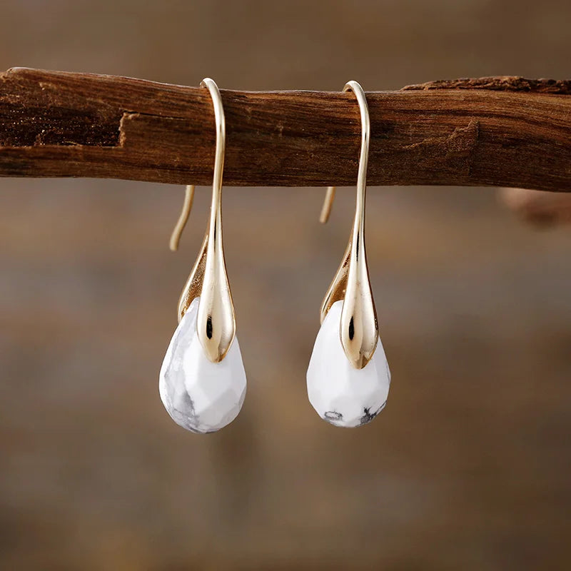 Natural Stone Drop Earrings for Women Red Jaspers Classic Earring Elegant Cute Jewelry Dropship Gifts