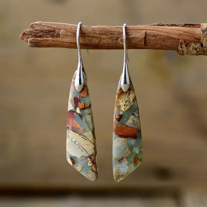 Bohemian Emperor Stone Geometric Pendant Earring Popular Natural Stone Jewelry Earrings for Women Luxury  Boho Girl Jewelry