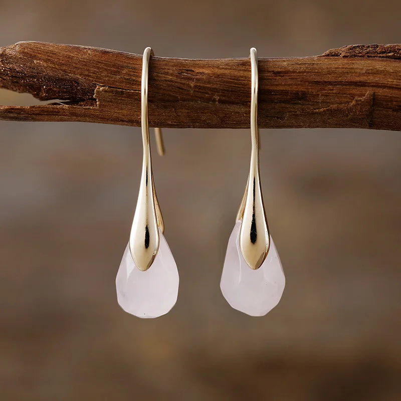 Natural Stone Drop Earrings for Women Red Jaspers Classic Earring Elegant Cute Jewelry Dropship Gifts