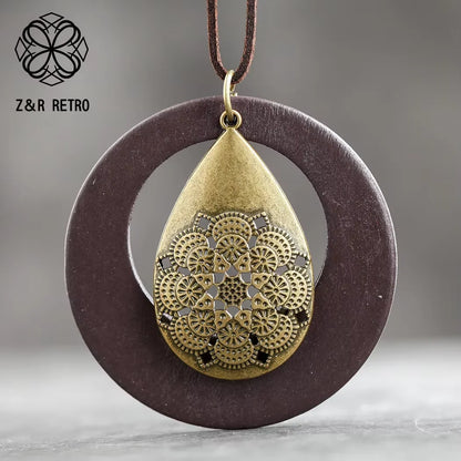 Long Chain Geometric Pendant Wooden Necklaces & Pendants Sweater New in 2023 Necklaces Handmade Fashion Jewelry Gifts For Women