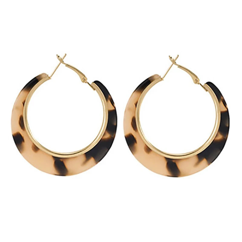 Female Temperament Leopard Print Hoop Earrings For Womens 2024 New High-end Jewelry Gothic Girl's Exaggerated Ears Accessories