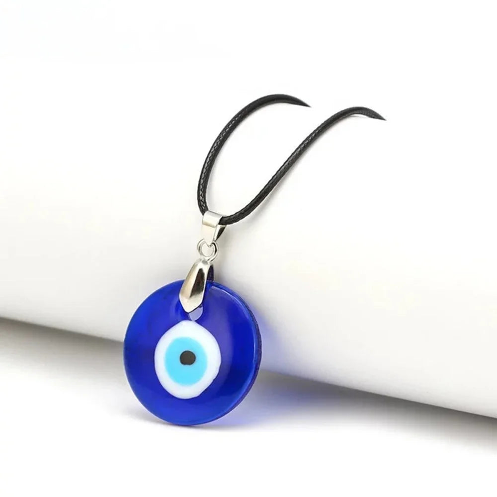 FSUNION Vintage Turkish Blue Evil Eye Pendant Choker Necklace Lucky Clavicle Chain  Party Jewelry For Women 2024 Gifts