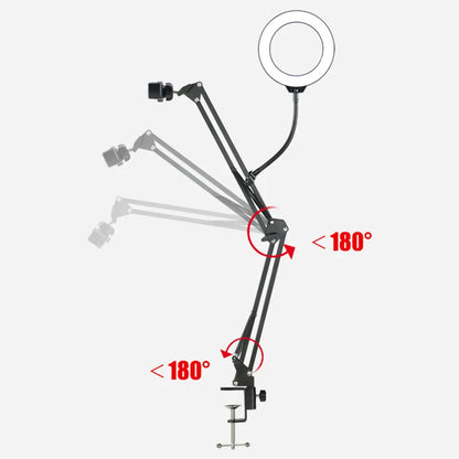 LumiPro Phone Mount with Ring Light: Desktop Overhead Stand for Filming & Recording