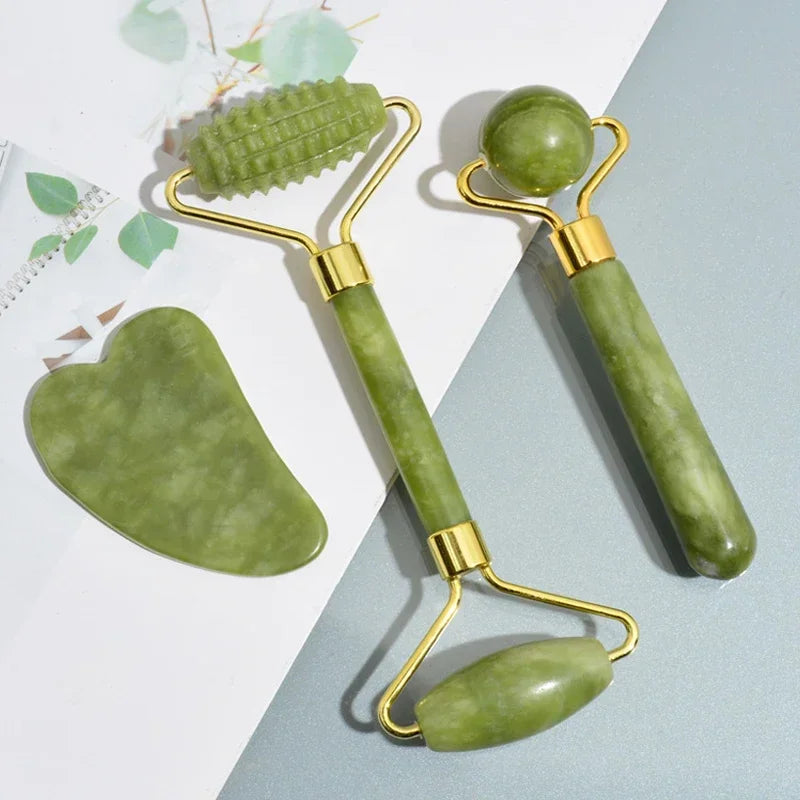 Natural Jade Roller Face Gua Sha, Natural Stone, Body Neck Massager, Acupoint, Eye Care Spa Massage Tools Massage Visage Lifting