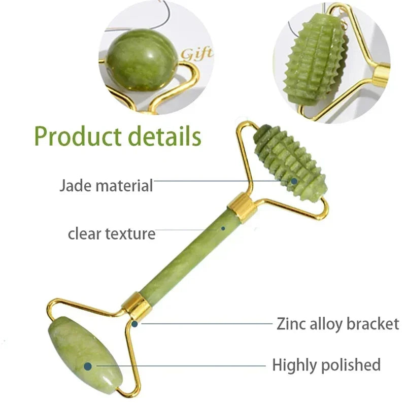 Natural Jade Roller Face Gua Sha, Natural Stone, Body Neck Massager, Acupoint, Eye Care Spa Massage Tools Massage Visage Lifting