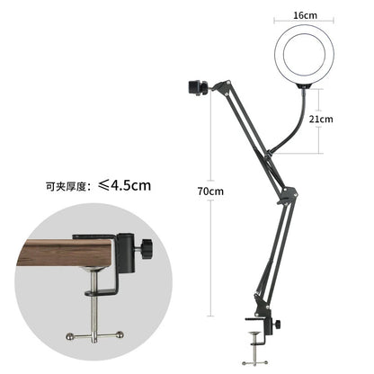 LumiPro Phone Mount with Ring Light: Desktop Overhead Stand for Filming & Recording