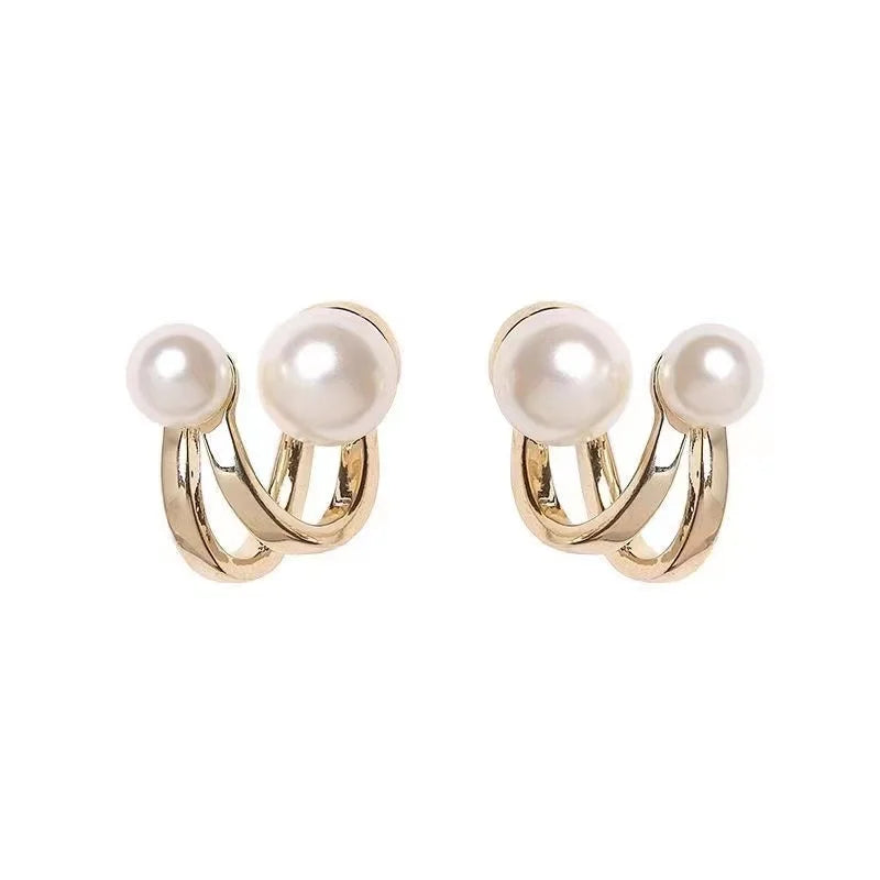 2023 New Retro Light Luxury Pearl Stud Earrings Korean Simple Jewelry Christmas Party Girl's Temperament Accessories For Woman