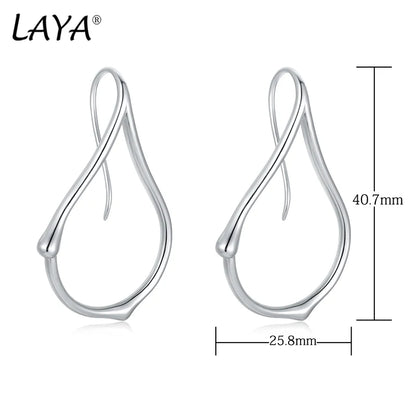 LAYA %100 925silver New models Asymmetric Long Style Line Irregular Earrings for Women Girl Exaggerated Minimalist Fashion Party