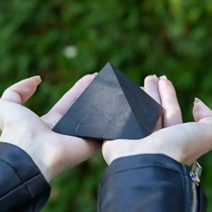 Shungite Pyramid Tower Energy Raw Gemstone Point Stone,Healing Chakra Balancing Radiation Crystal Tower Meditation Pyramid