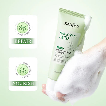 SADOER Salicylic Acid Facial Cleanser Face Wash Foam Face Cleanser Moisturizing Facial Cleansing Hydrating Skin Care Products