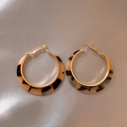 Female Temperament Leopard Print Hoop Earrings For Womens 2024 New High-end Jewelry Gothic Girl's Exaggerated Ears Accessories