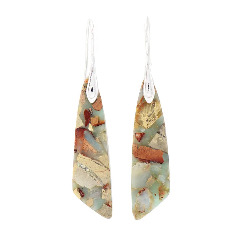 Bohemian Emperor Stone Geometric Pendant Earring Popular Natural Stone Jewelry Earrings for Women Luxury  Boho Girl Jewelry