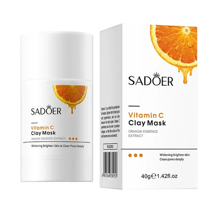 SADOER Vitamin C Solid Facial Mask Clay Mud Masks Stick Pore Cleaning Remove Blackhead Oil Control Moisturizing Clay Face Mask