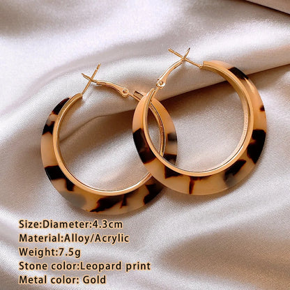 Female Temperament Leopard Print Hoop Earrings For Womens 2024 New High-end Jewelry Gothic Girl's Exaggerated Ears Accessories