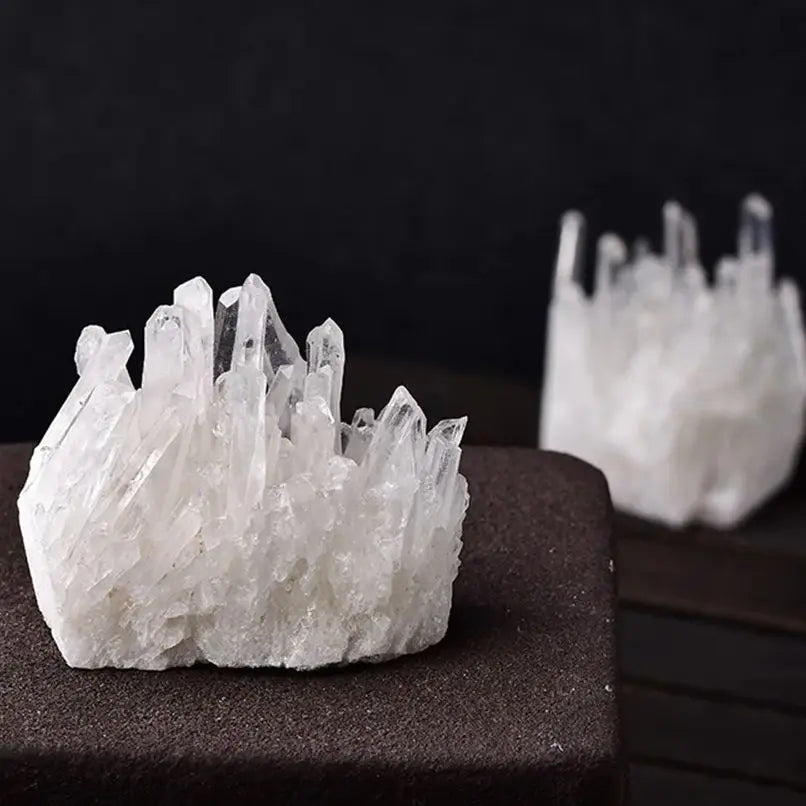 Natural White Crystal Custer Primitive Stone Crystal Flower Mineral Specimen Piece High Penetration Healing Stone Home Deco