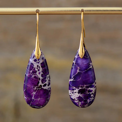 Bohemian Emperor Stone Geometric Pendant Earring Popular Natural Stone Jewelry Earrings for Women Luxury  Boho Girl Jewelry