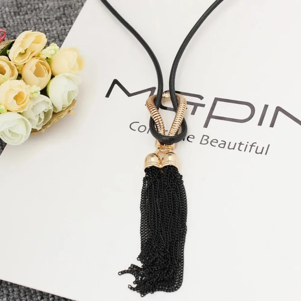 2024 New Arrival Female Pendant Necklace Tassel Long Winter Sweater Chain   Wholesale Sales