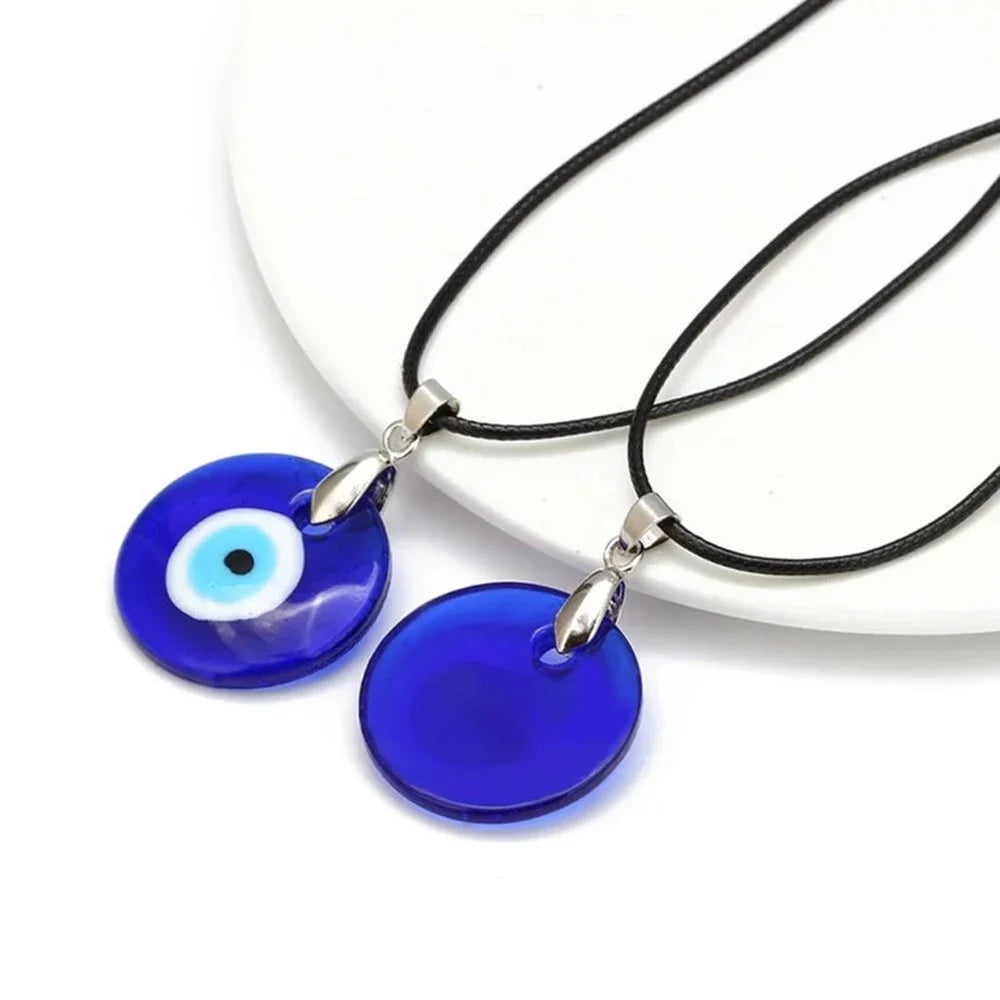 FSUNION Vintage Turkish Blue Evil Eye Pendant Choker Necklace Lucky Clavicle Chain  Party Jewelry For Women 2024 Gifts