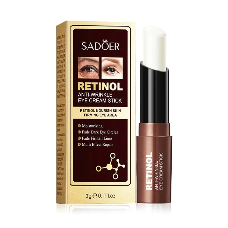 SADOER Retinol Eye Cream Stick Anti Dark Circles Under the Eyes Moisturizing Firming Eyes Cream Eye Skin Care Products