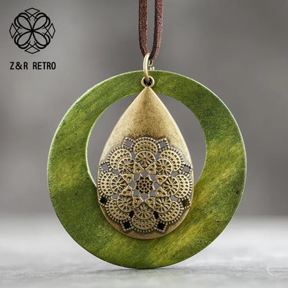 Long Chain Geometric Pendant Wooden Necklaces & Pendants Sweater New in 2023 Necklaces Handmade Fashion Jewelry Gifts For Women