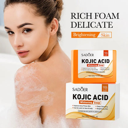 SADOER Kojic Acid Facial Soap Face Wash Foam Facial Cleanser Moisturizing Hydrating Oil Control Body Bathing Handmade Soap