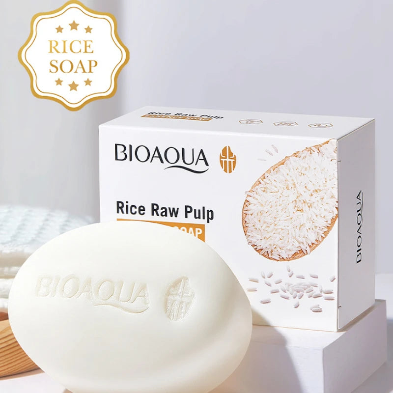 BIOAOUA Handmade Rice Soap Rice Puree Essence Bath Body Hydrating Oil Control Facial Cleansing Care Whitening Moisturizing Tools