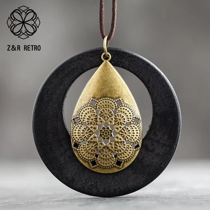 Long Chain Geometric Pendant Wooden Necklaces & Pendants Sweater New in 2023 Necklaces Handmade Fashion Jewelry Gifts For Women