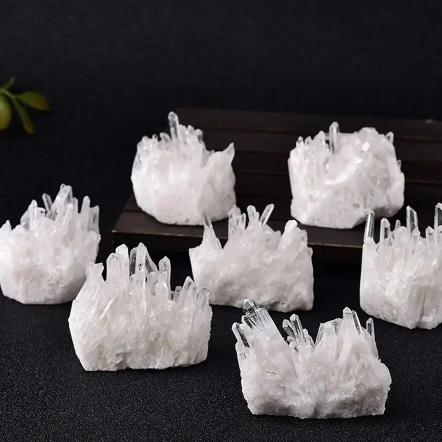 Natural White Crystal Custer Primitive Stone Crystal Flower Mineral Specimen Piece High Penetration Healing Stone Home Deco