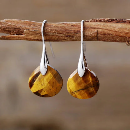 Minimalist Classy Gold Plated Natural Stone Waterdrop Dangle Drop Woman Earrings Designer Spiritual Jewelry Creative Gifts