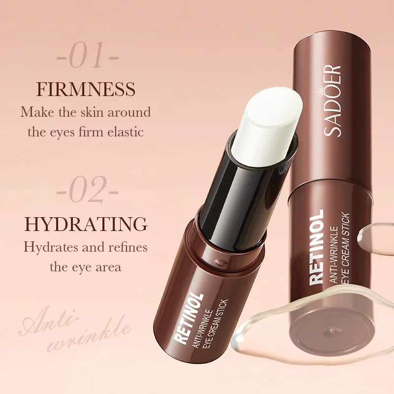 SADOER Retinol Eye Cream Stick Anti Dark Circles Under the Eyes Moisturizing Firming Eyes Cream Eye Skin Care Products