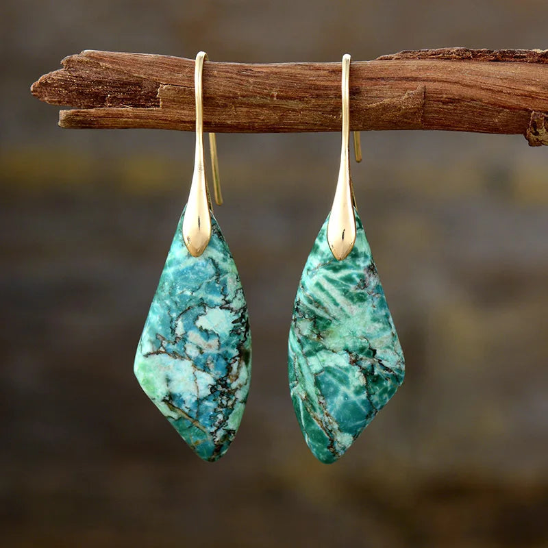 Bohemian Emperor Stone Geometric Pendant Earring Popular Natural Stone Jewelry Earrings for Women Luxury  Boho Girl Jewelry