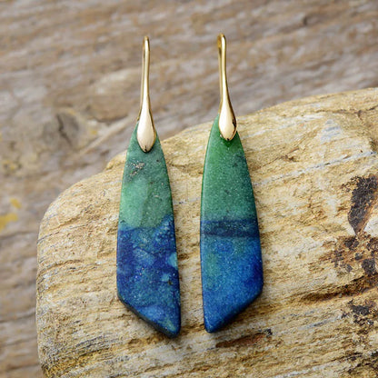 Bohemian Emperor Stone Geometric Pendant Earring Popular Natural Stone Jewelry Earrings for Women Luxury  Boho Girl Jewelry