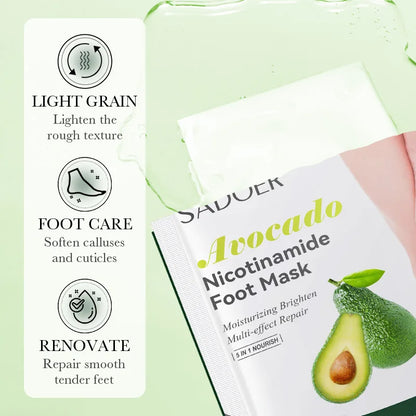 6 Pairs SADOER Fruits Foot Mask Moisturizing Foot Peeling Mask Exfoliating For Feet Spa Pedicure Exfoliant Feet Skin Care