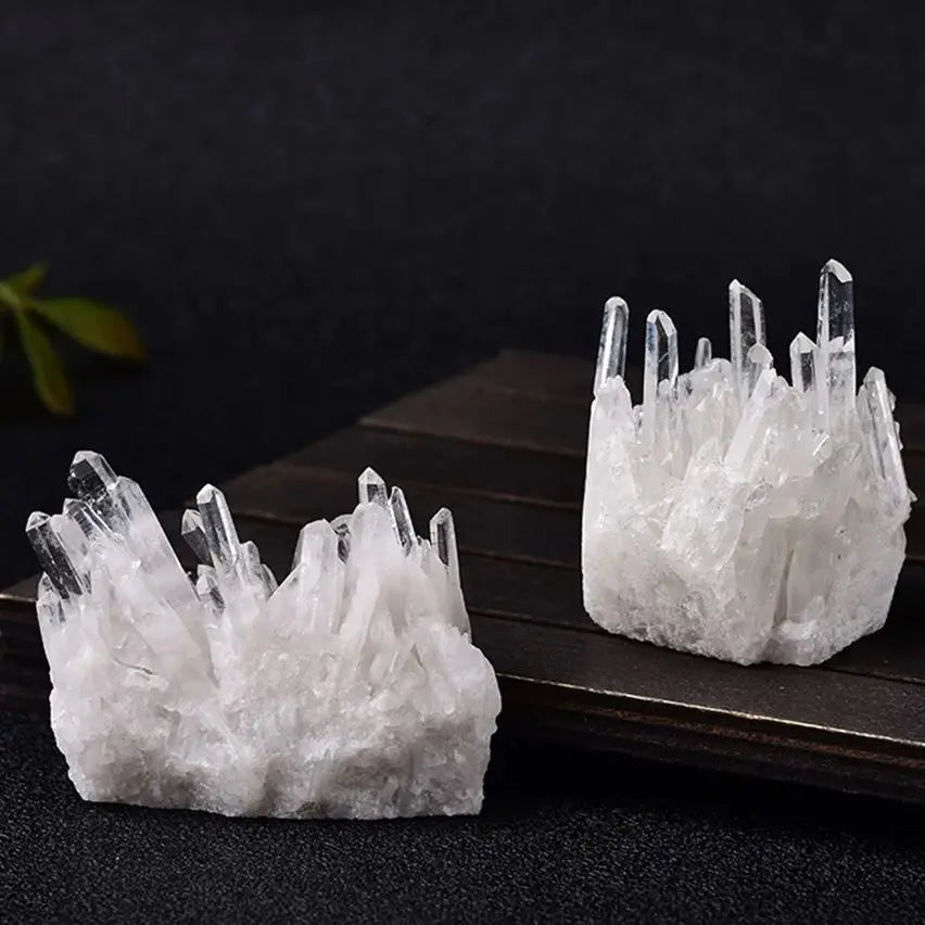 Natural White Crystal Custer Primitive Stone Crystal Flower Mineral Specimen Piece High Penetration Healing Stone Home Deco