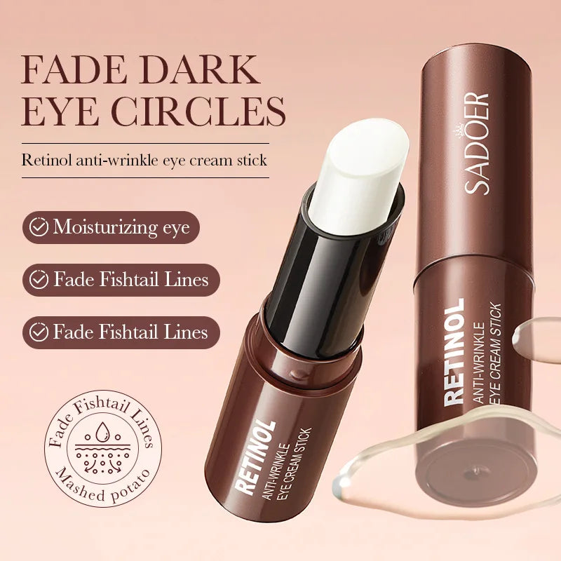 SADOER Retinol Eye Cream Stick Anti Dark Circles Under the Eyes Moisturizing Firming Eyes Cream Eye Skin Care Products