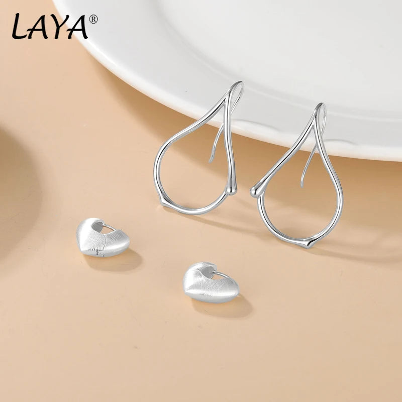 LAYA %100 925silver New models Asymmetric Long Style Line Irregular Earrings for Women Girl Exaggerated Minimalist Fashion Party