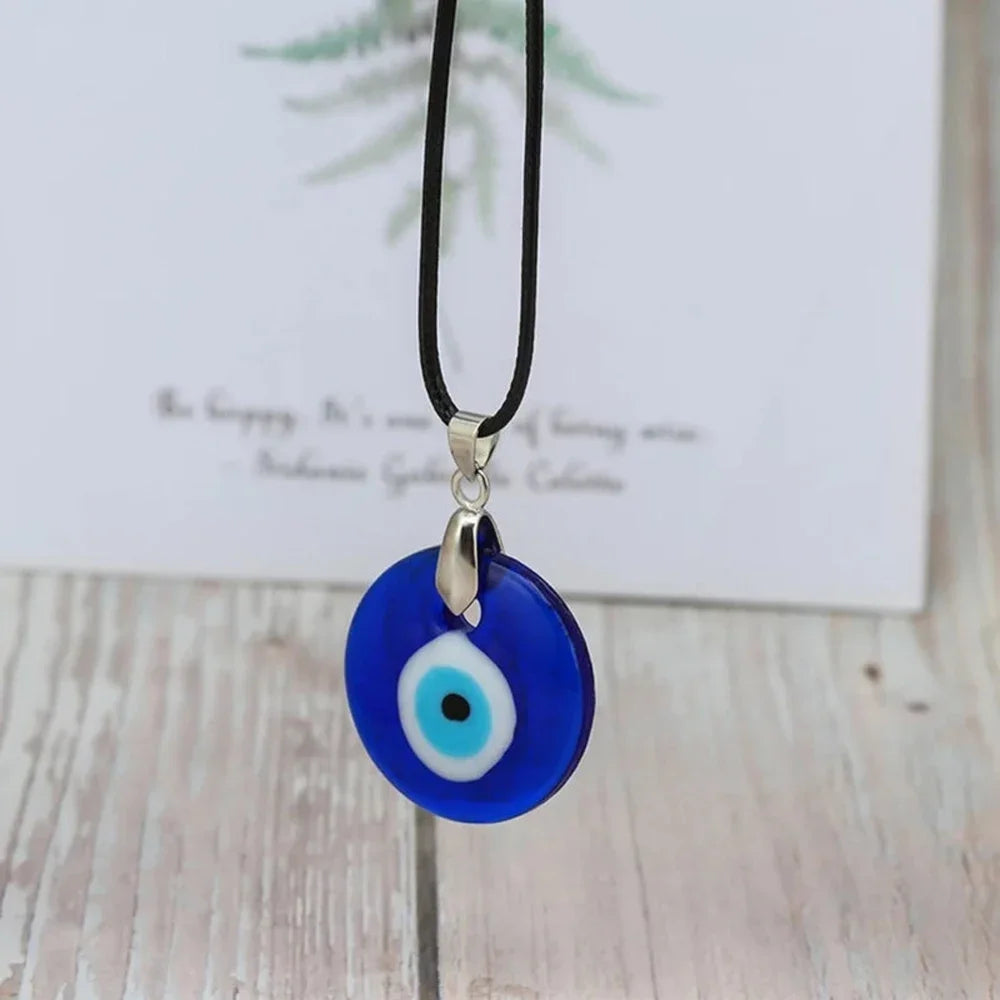 FSUNION Vintage Turkish Blue Evil Eye Pendant Choker Necklace Lucky Clavicle Chain  Party Jewelry For Women 2024 Gifts