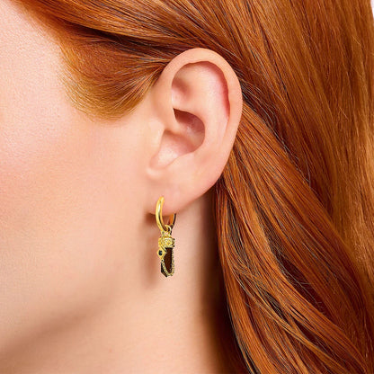 Gold Plated Hoop Earring Tiger Eye Europe Universe Fine Jewerly For Women Men Vintage Gift In Real 925 Sterling Silver